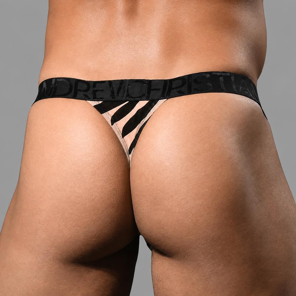 Gemusterter Herren String-Tanga von Andrew Christian 'Palmero Sheer Thong' 93318, back