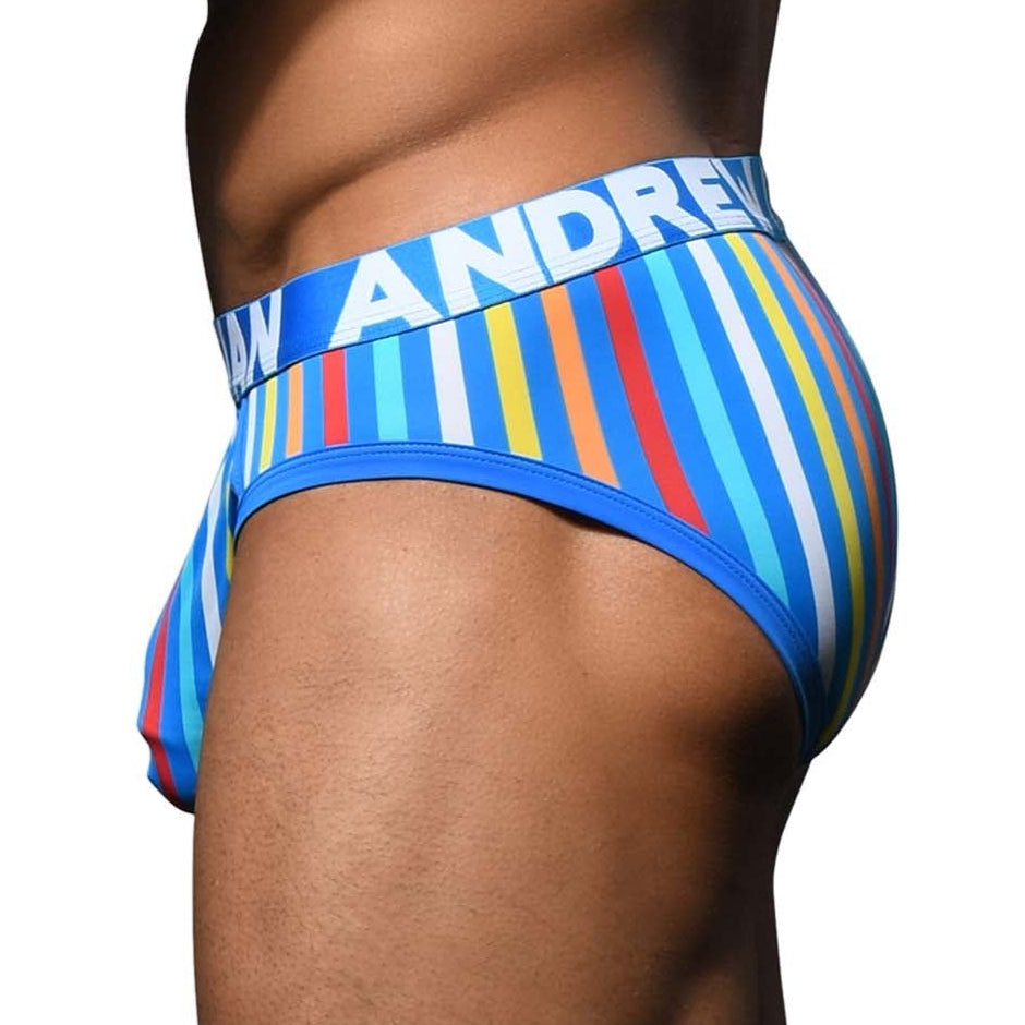 Andrew Christian California Stripe Brief -Gestreifter Herren Slip mit Almost Naked Technology, side