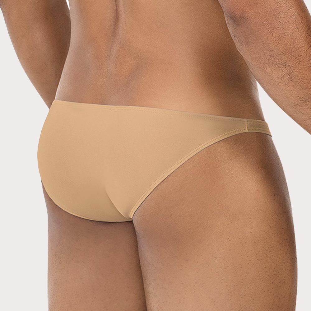 Cut4Men Low-Rise Bulge Brief - Ultraknapper Mini Slip für Herren aus weicher Mikrofaser in beige, back