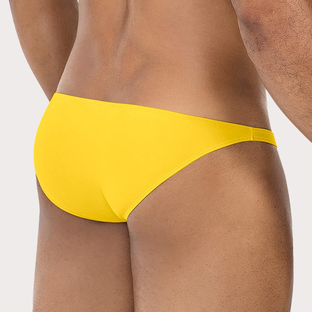 Cut4Men Low-Rise Bulge Brief - Ultraknapper Mini Slip für Herren aus weicher Mikrofaser in gelb, back