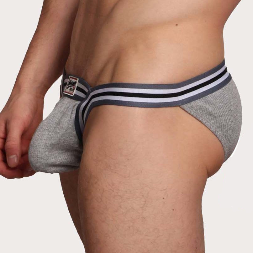 Marcuse Marche Tanga Brief - Knapper Mini Slip für Herren im super Low-Rise Design in grau, side