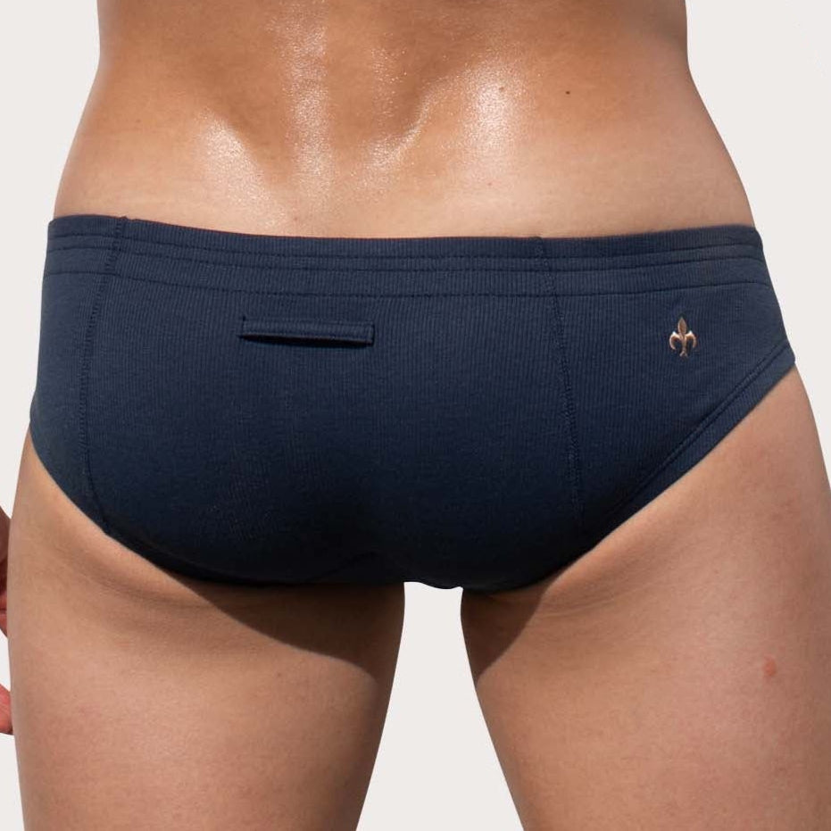 Waterboy Brief - Low-Rise Slip für Männer mit Knopf-Eingriff, navy, back
