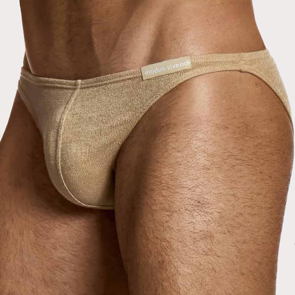 Modus Vivendi Camel Low-Cut Brief - knapper Männer Slip im flauschigen Mohair Design, side