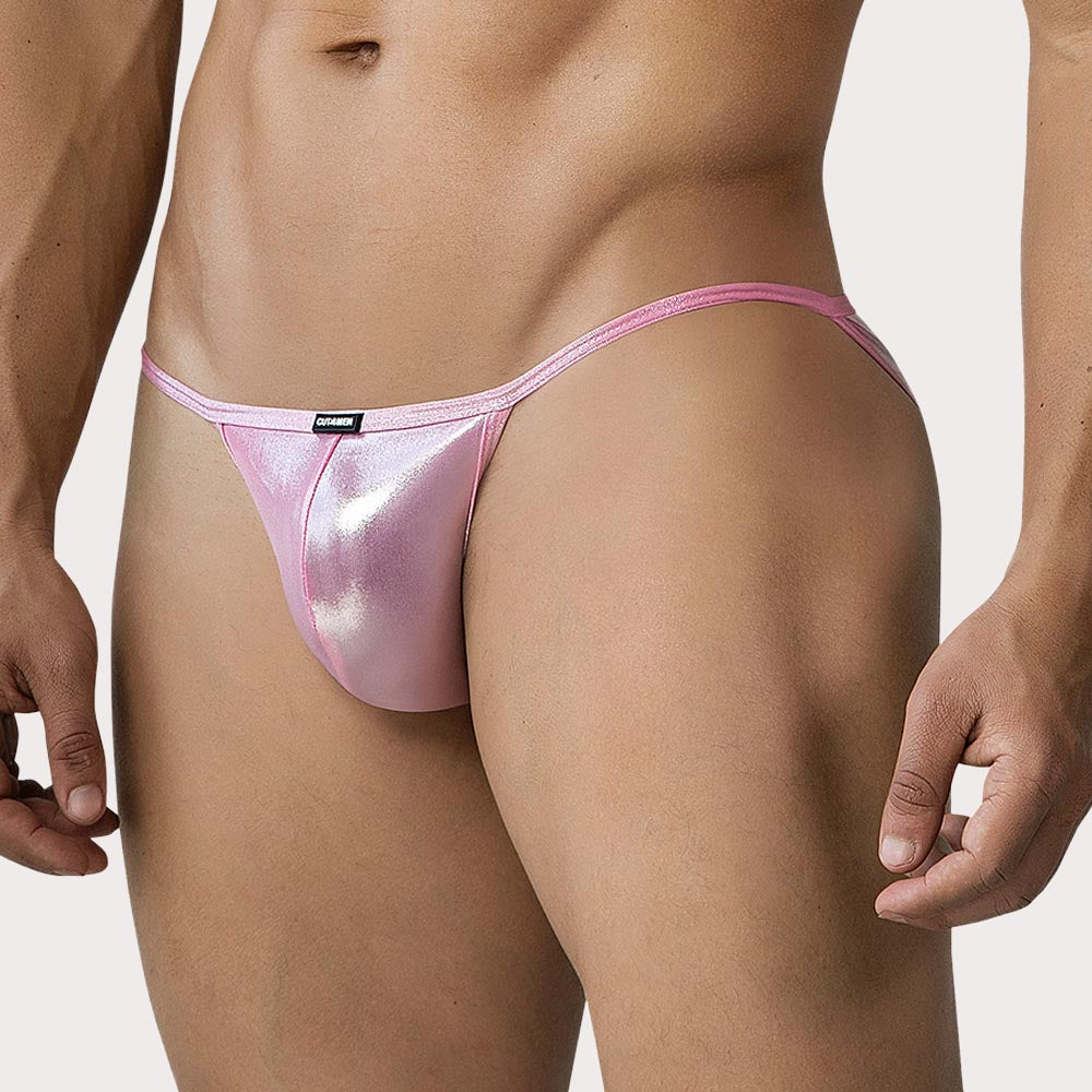 CUT4MEN CHROM4TIC Brief – Tanga-Slip im Low-Rise Fit mit glänzendem Metallic-Finish in pink