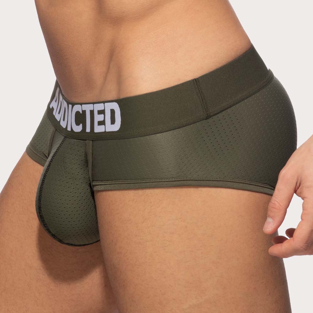 Mesh Slip mit Push-Up Funktion von Addicted Underwear in khaki, Seitenansicht