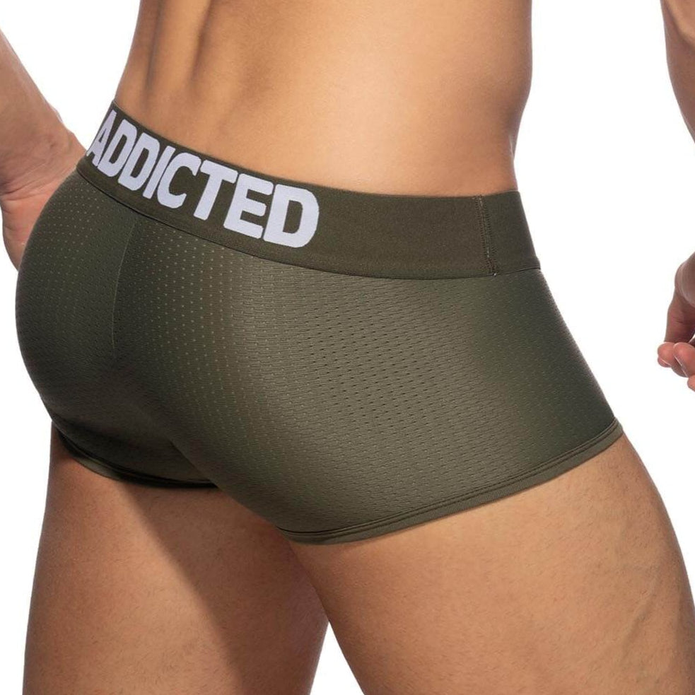 Auffällige Boxershorts 'Push Up Mesh Trunk' von Addicted Underwear in khaki, Rückansicht