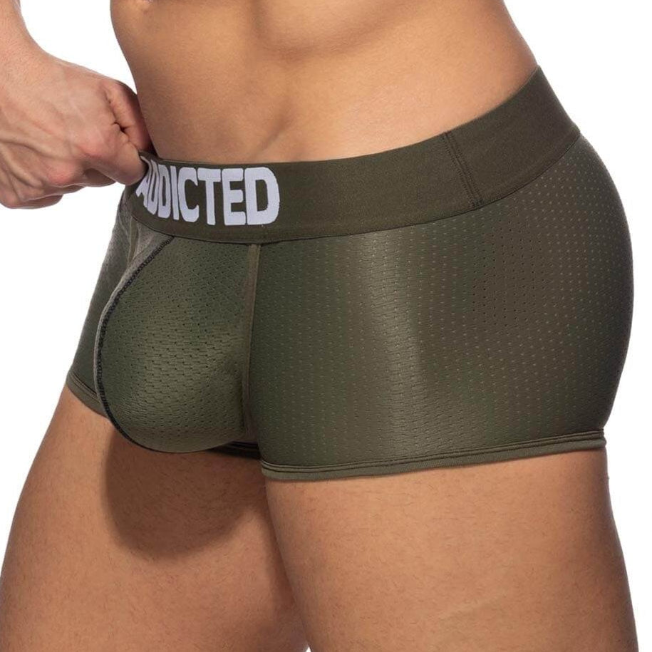 Auffällige Boxershorts 'Push Up Mesh Trunk' von Addicted Underwear in khaki, Seitenansicht