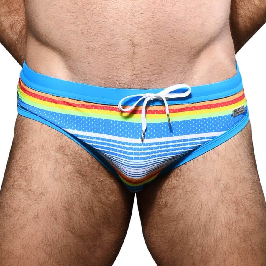 mehrfarbiger Badeslip aus der Swimwear Kollektion von Andrew Christian