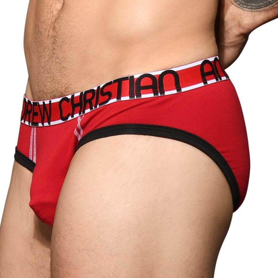 roter Herren Slip von Andrew Christian Underwear mit Almost Naked, Seitenansicht