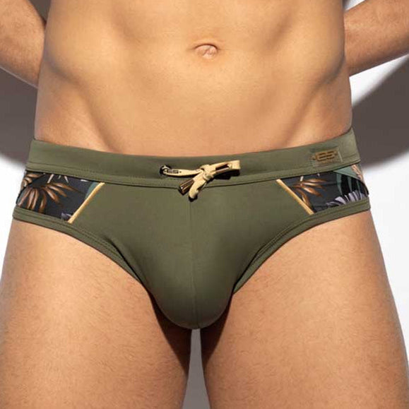Push-Up Badeslip mit Print 'Fall Leave Swim Brief' von ES Collection
