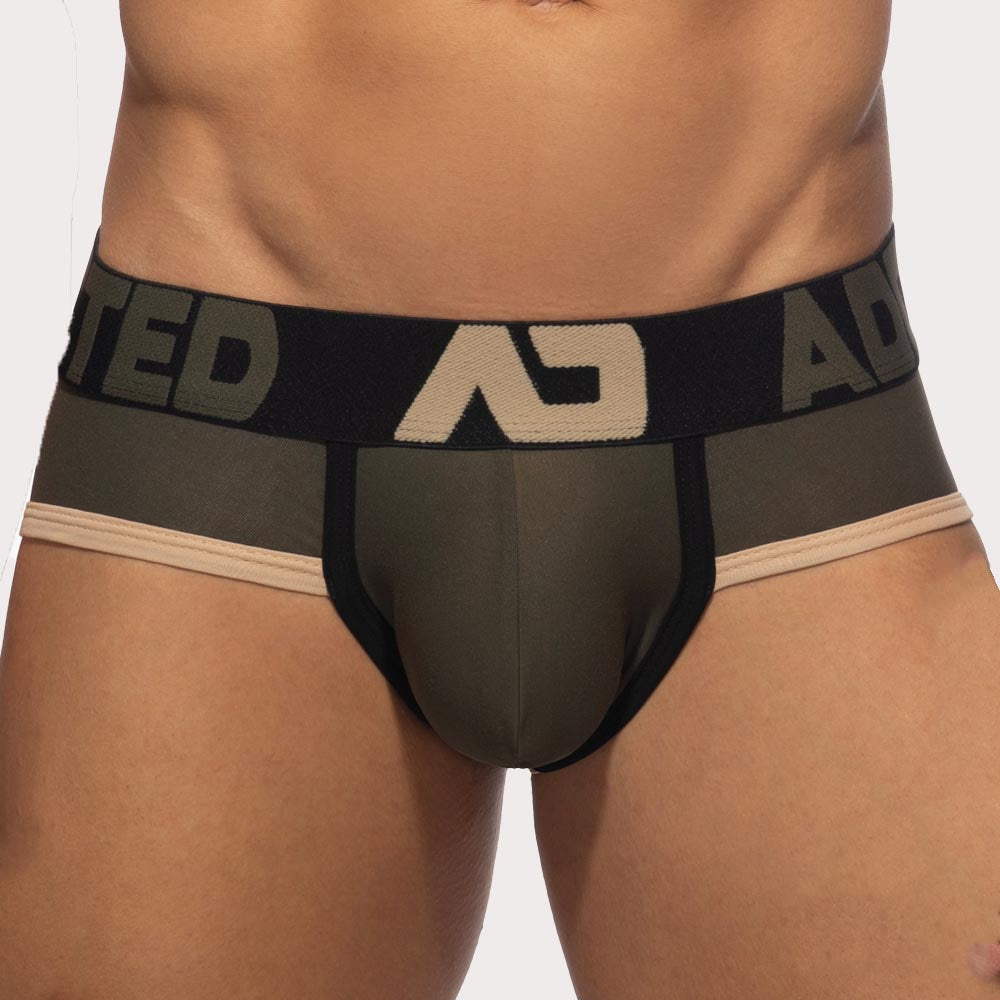 Addicted Naked Feeling Brief - Microfaser Slip mit Push-Up Funktion in khaki, front