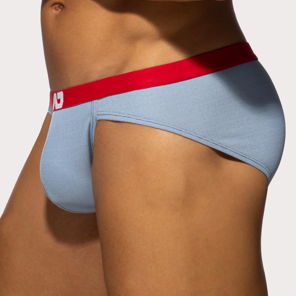 Addicted Pique Jeans Bikini Brief - Männer Slip mit schmalem Bund im Denim Look, side
