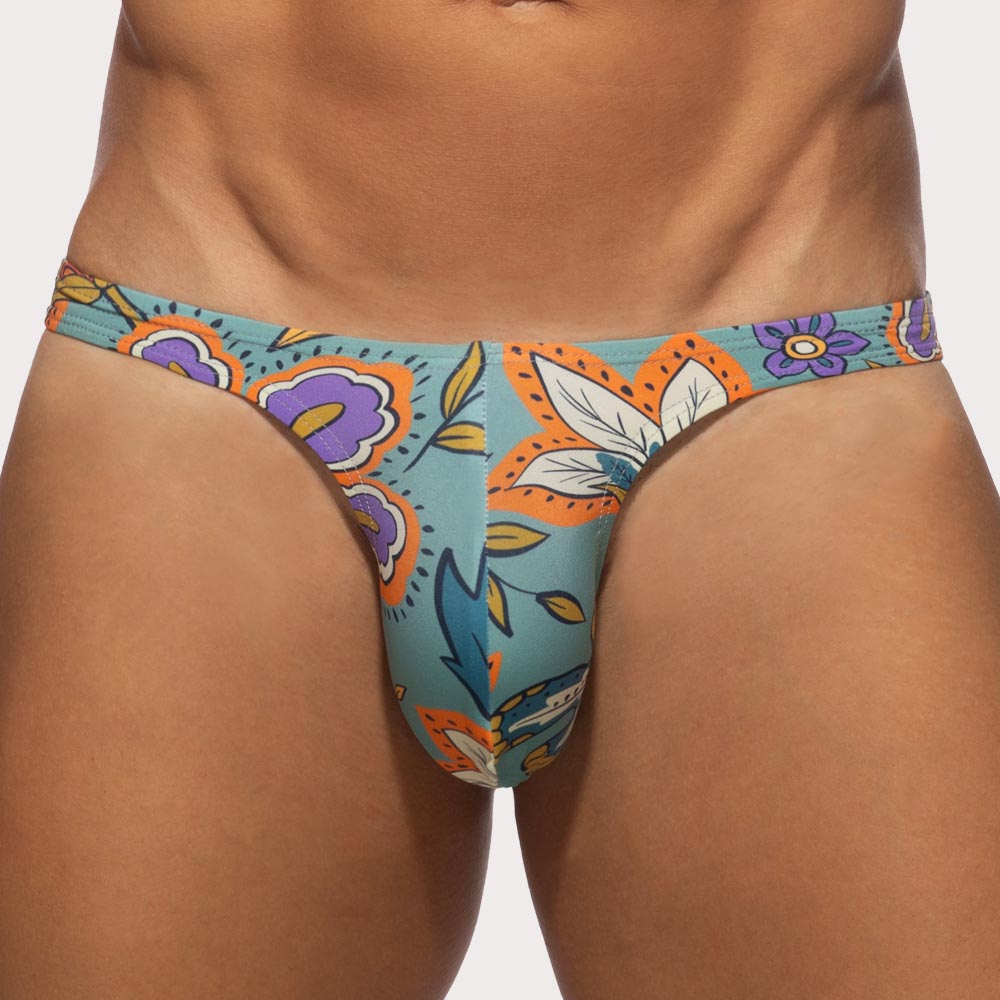 Addicted Garden Mini Bikini Swim Brief - Knapper Männer Badeslip mit ausgefallenem Blumen Print und ergonomischer Passform