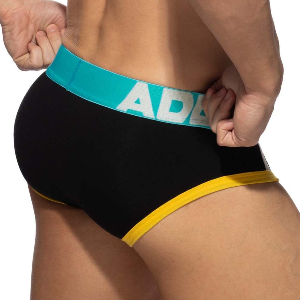 Addicted Sports Padded Brief - sportlicher Männer Slip mit Push-Up Einlage, schwarz, back
