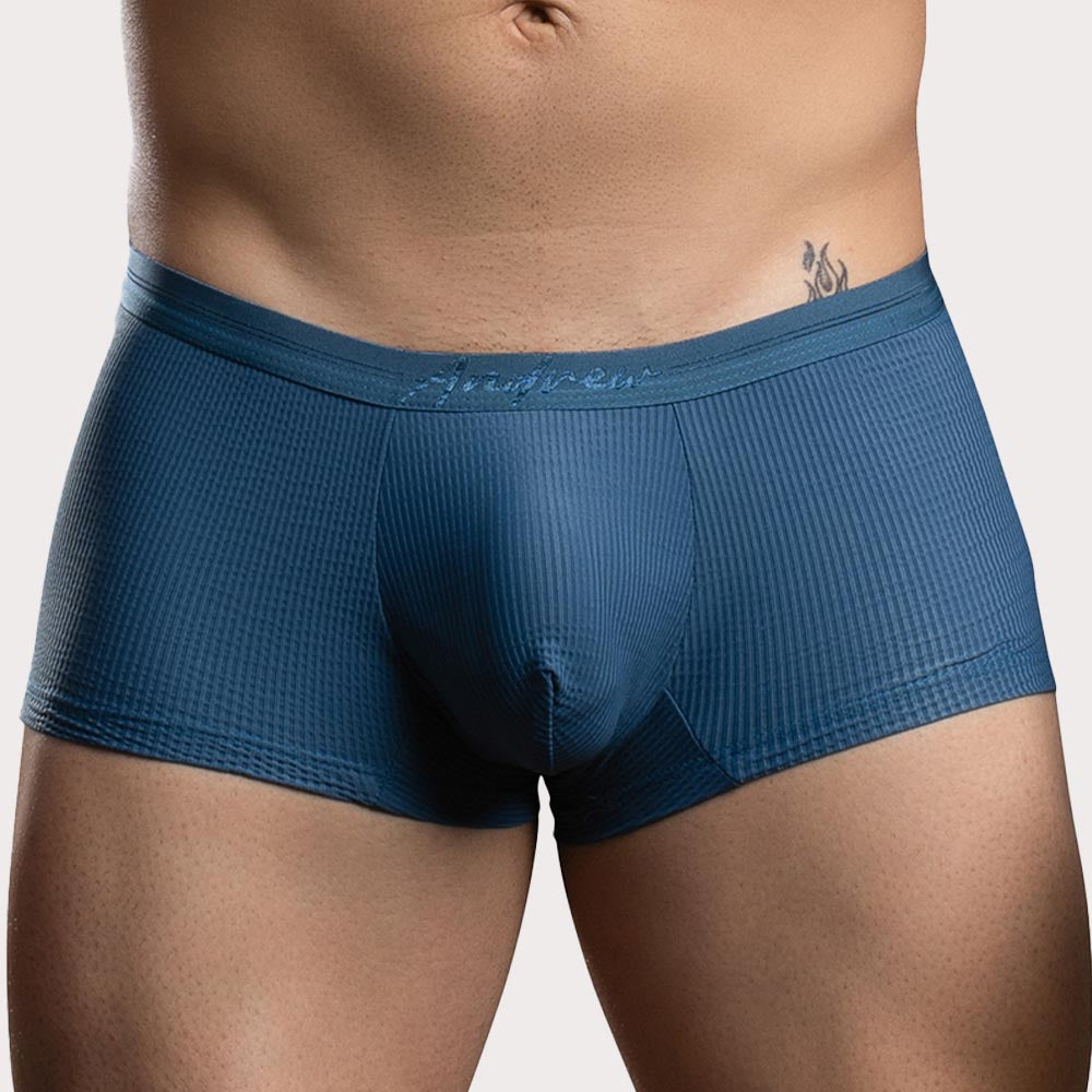 Andrew Christian Bespoke Capsule Boxer - figurbetonte Boxershorts aus strukturiertem Material in blau