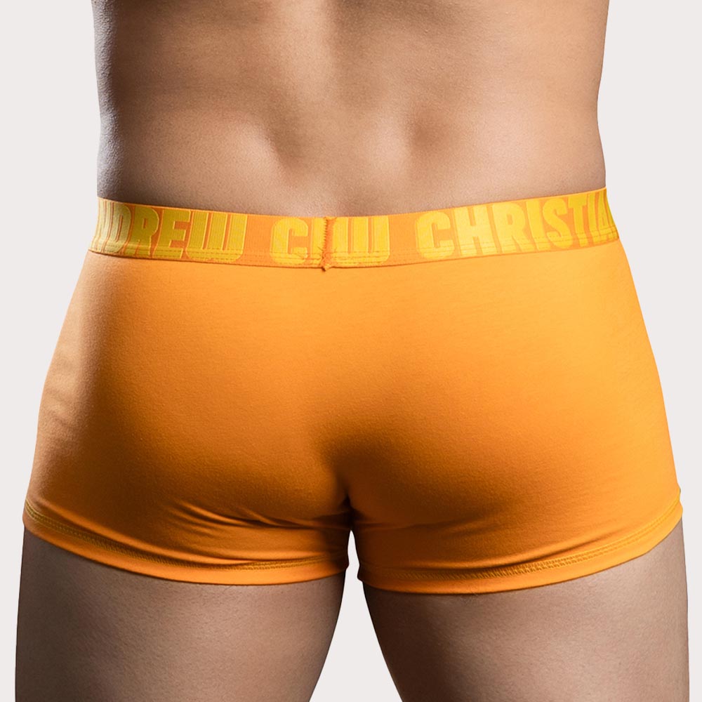 Andrew Christian Happy Cotton Boxer - Figurbetonte Boxershorts mit Almost Naked Pouch in orange, back