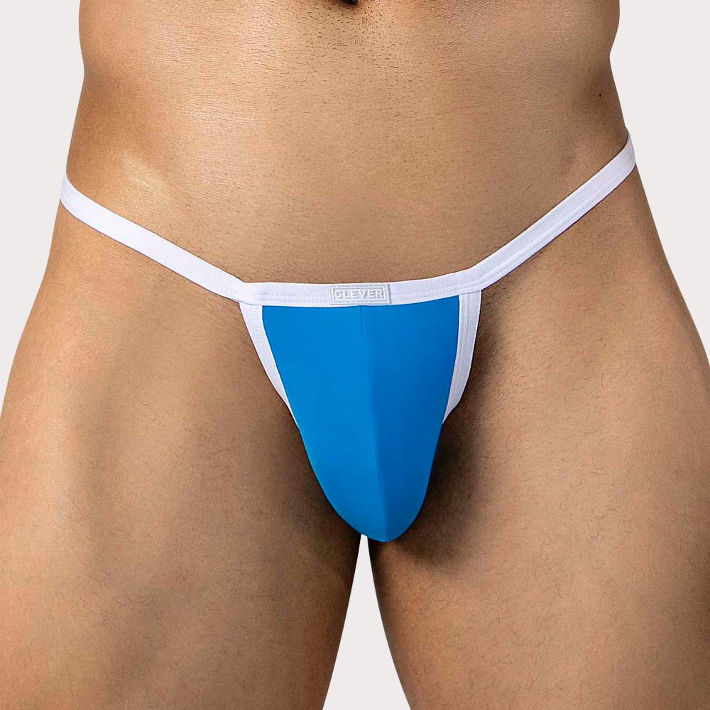 Clever Boreas Thong - Herren String-Tanga mit anatomischem Pouch aus elastischer Mikrofaser in hellblau