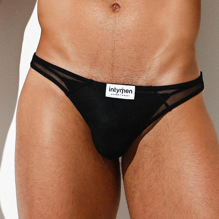 Intymen Mesh Bikini Brief - Durchsichtiger Mini Slip für Männer aus Mesh in schwarz