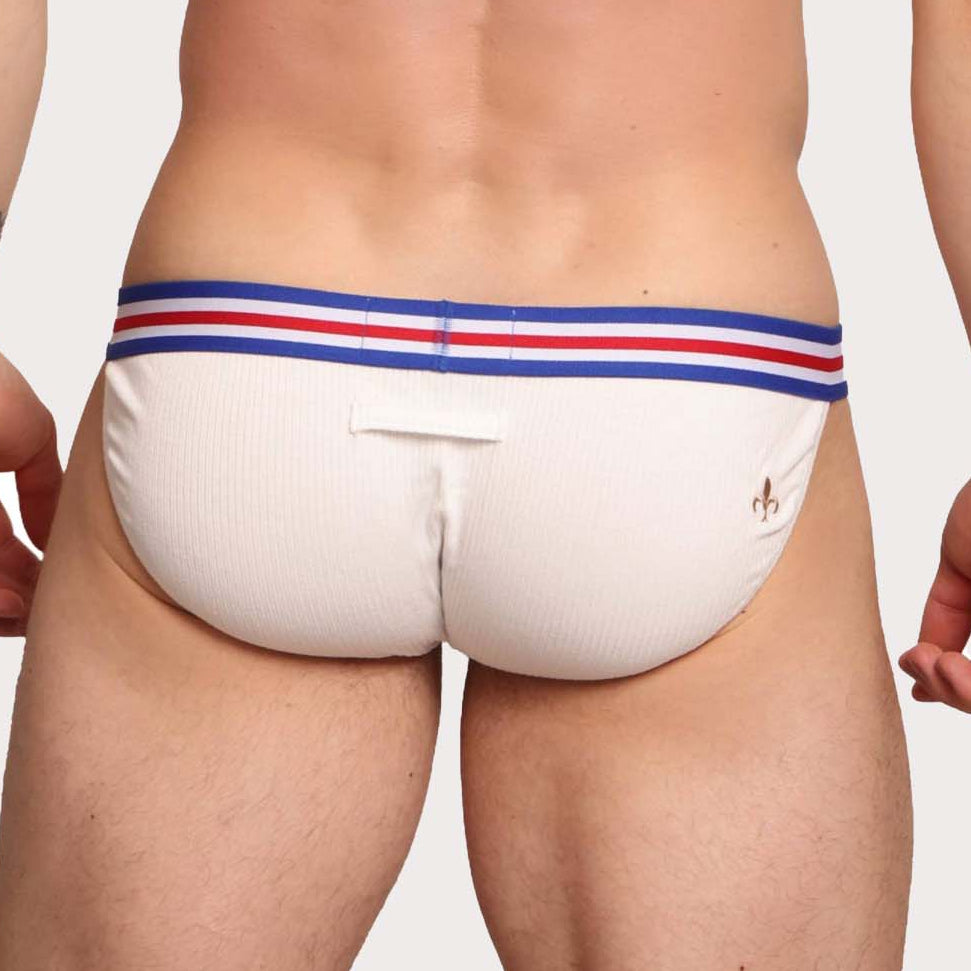 Marcuse Marche Tanga Brief - Knapper Mini Slip für Herren im super Low-Rise Design in weiß, back