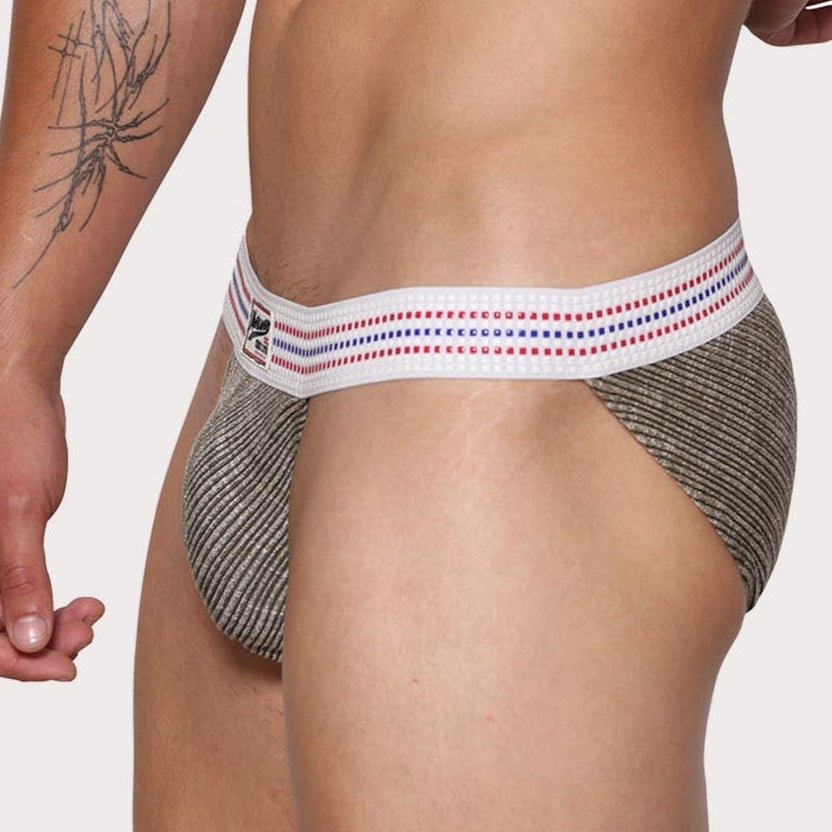 Marcuse Uomo Brief - Herren-Slip im Tanga Design mit gummiertem Bund, grau, side