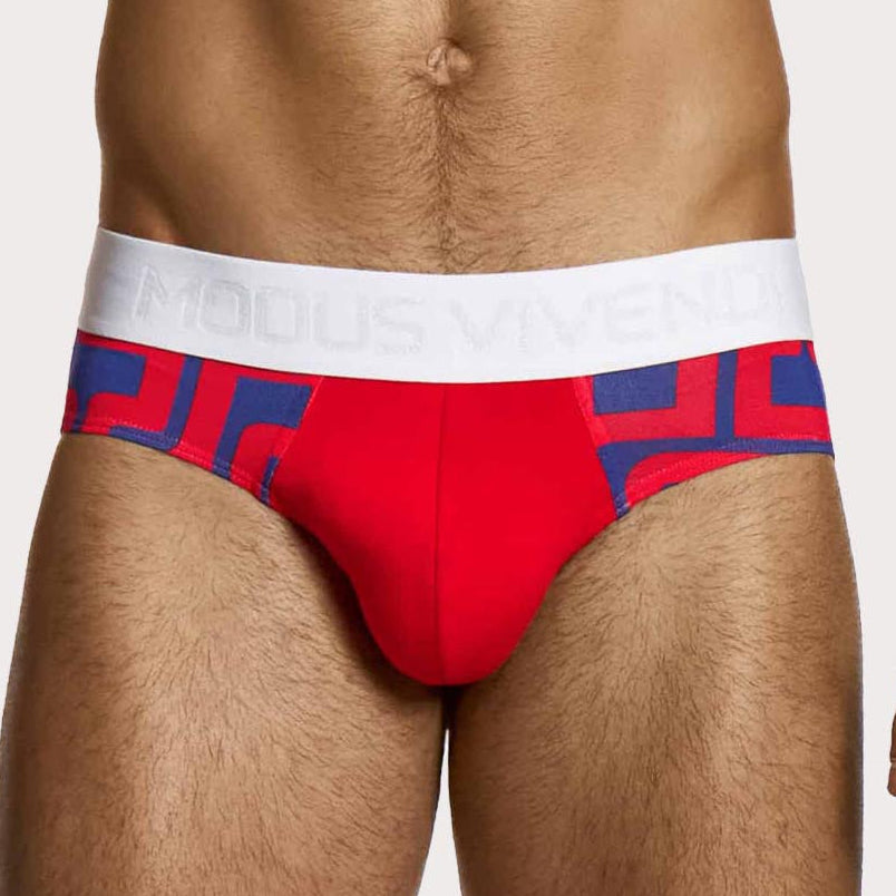 Modus Vivendi Labyrinth Combo Brief - Herren Slip mit auffälligem Labyrinth Print, klassischem Schnitt & softem Viskosematerial