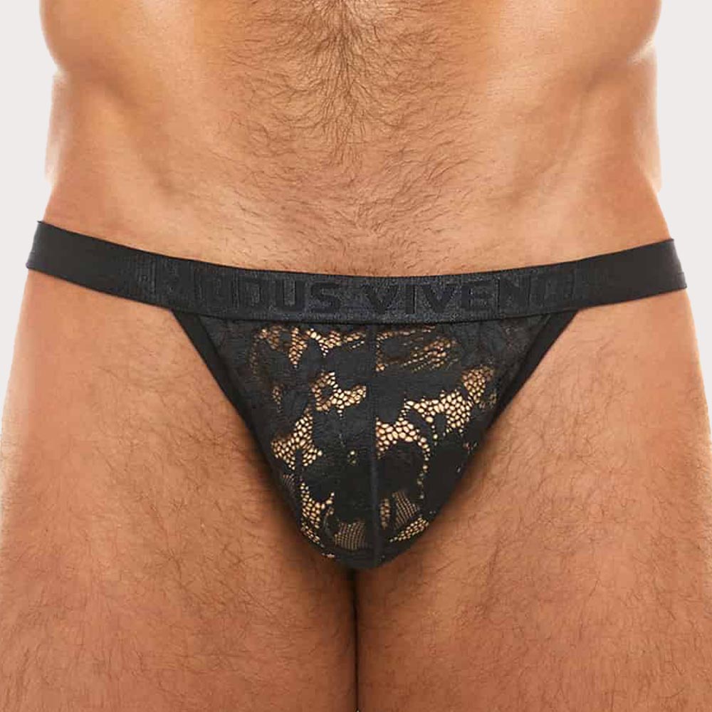 Modus Vivendi Floral Lace Tanga Brief - Slip mit floralem Muster im Tanga-Design für Männer in schwarz