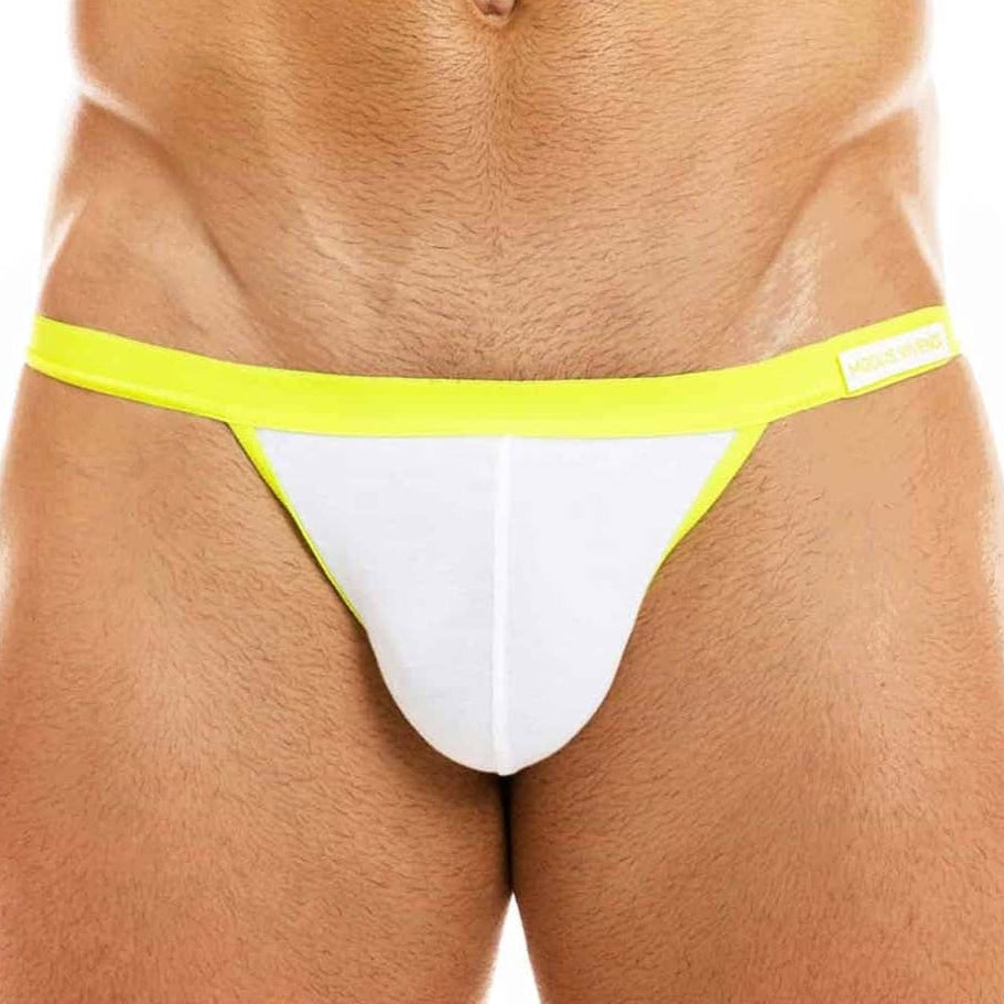 Modus Vivendi Peace Tanga Brief - Low-Rise Slip im Tanga Design, weiß-neongelb, front