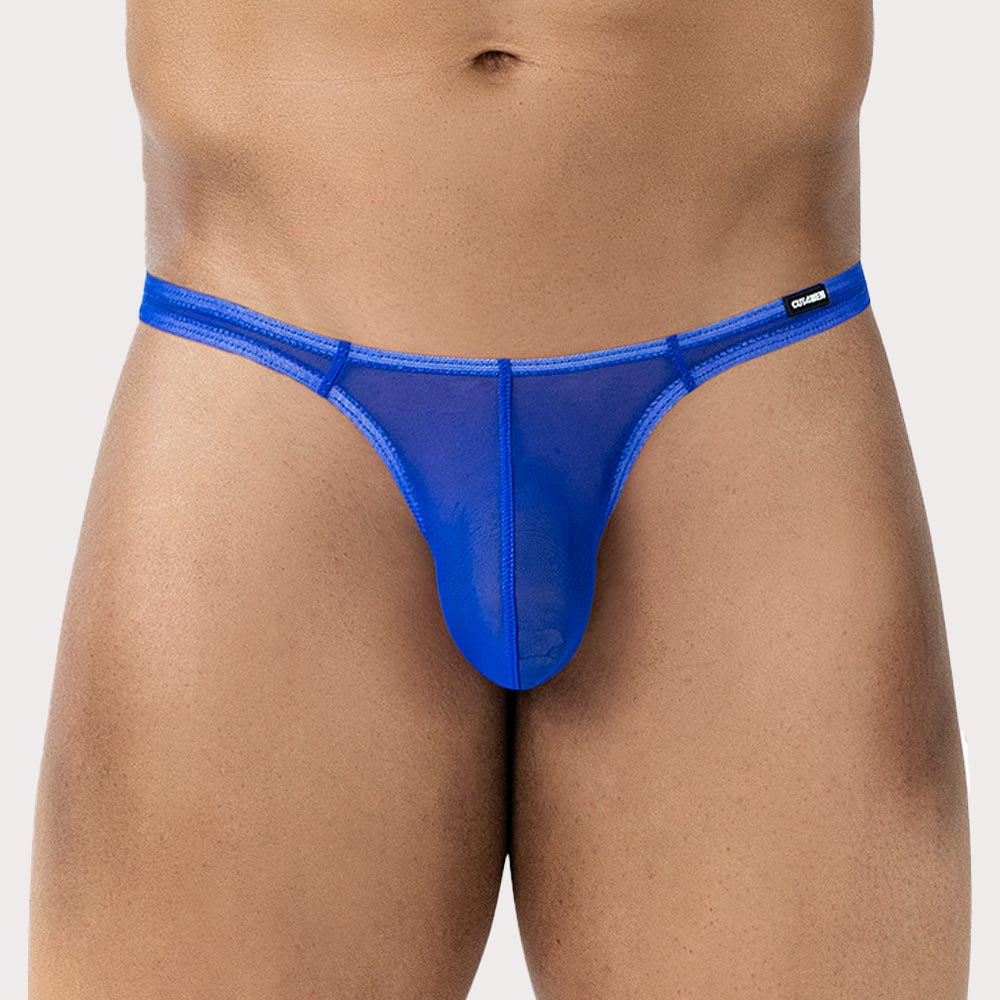 Cut4Men SP4NDEX BREEZE Brazilian Mesh Thong - Herren String-Tanga aus aus durchsichtigem Material in blau