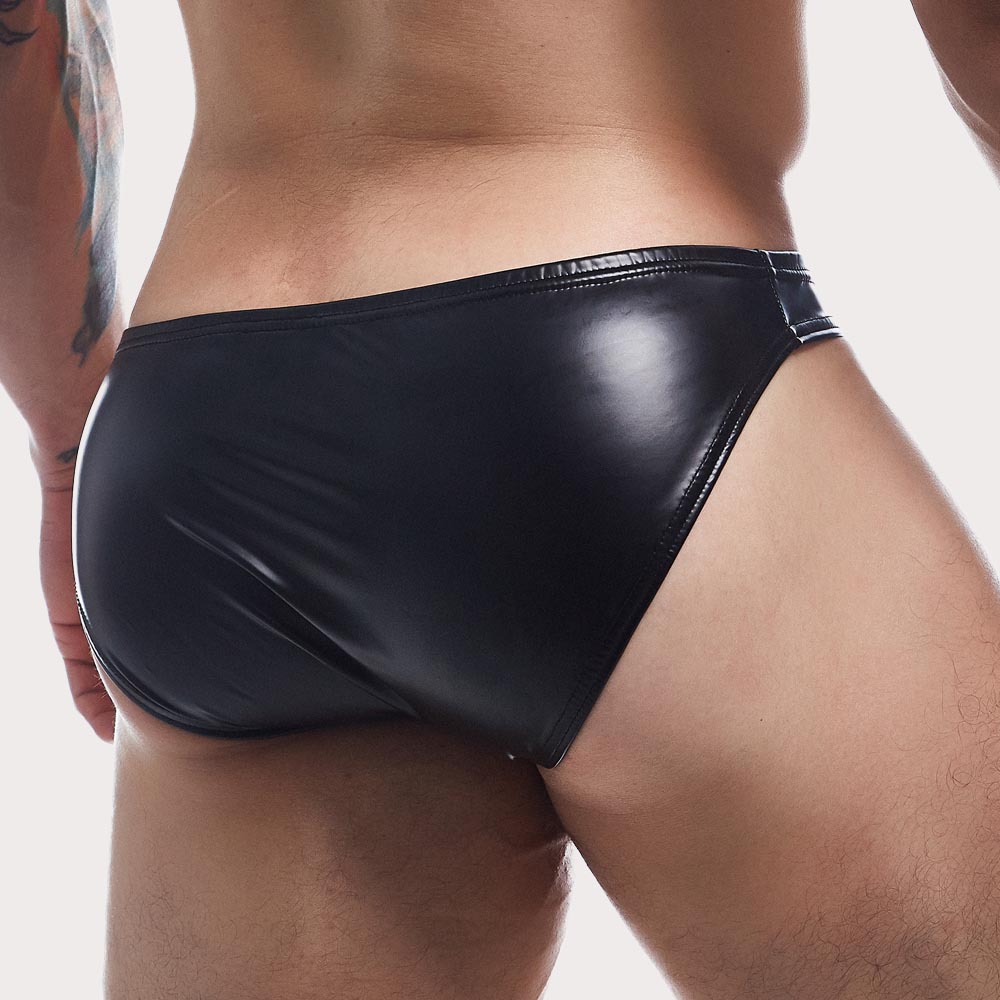 Cut4Men BL4CK Boost Brief - Männer Slip in Lederoptik mit softem Tragekomfort, back