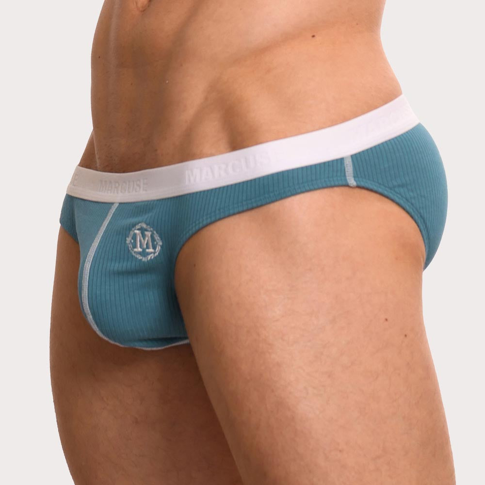 Marcuse Classique Slip – super Low-Rise Slip für Herren aus weichem Feinripp-Gewebe mit Double Layer Pouch in türkis