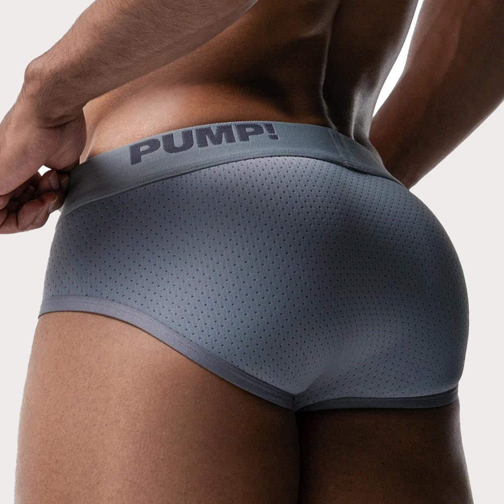 Pump! Underwear Gray Classic Brief - Herren Slip mit Mesh Details in grau, back