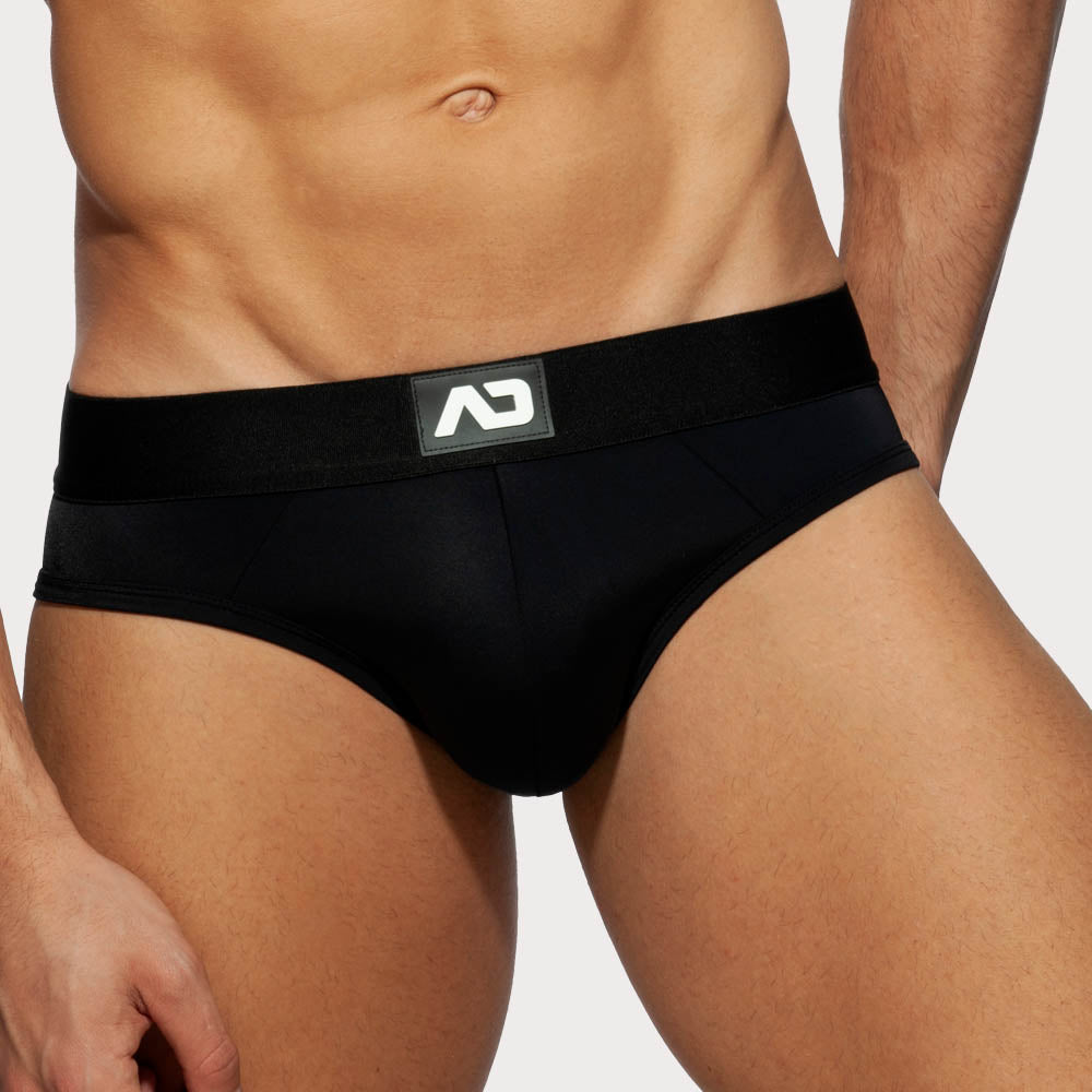 Sexy Jockstrap 'Bottomless Fetish Brief' von Addicted Underwear in schwarz, Frontansicht