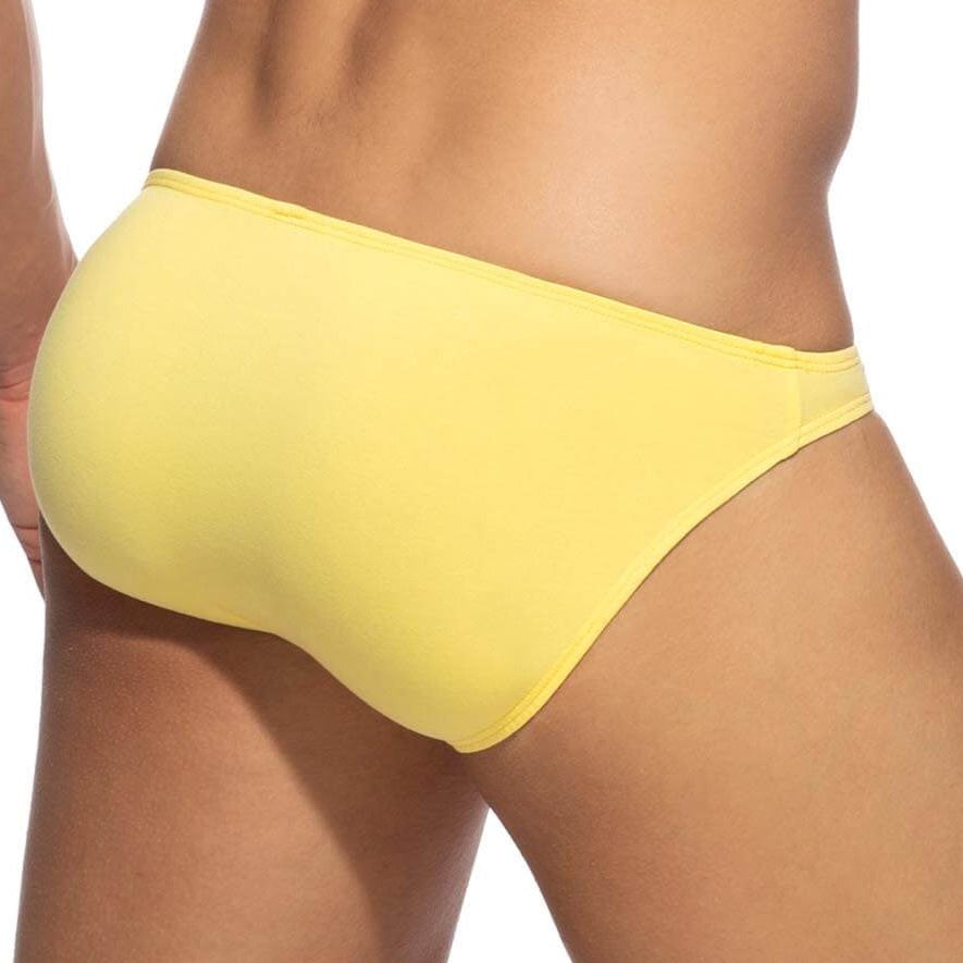 knapp geschnittener Mini Slip 'COTTON BIKINI BRIEF' von Addicted Underwear in gelb, Rückansicht