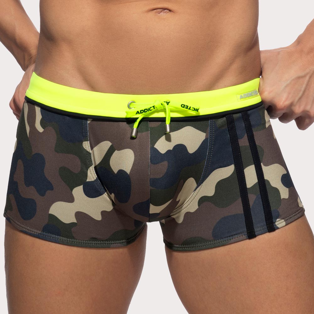 Addicted Badehose 'Detail Binding Swim Boxer' mit Camo-Muster und Push-Up Einlage