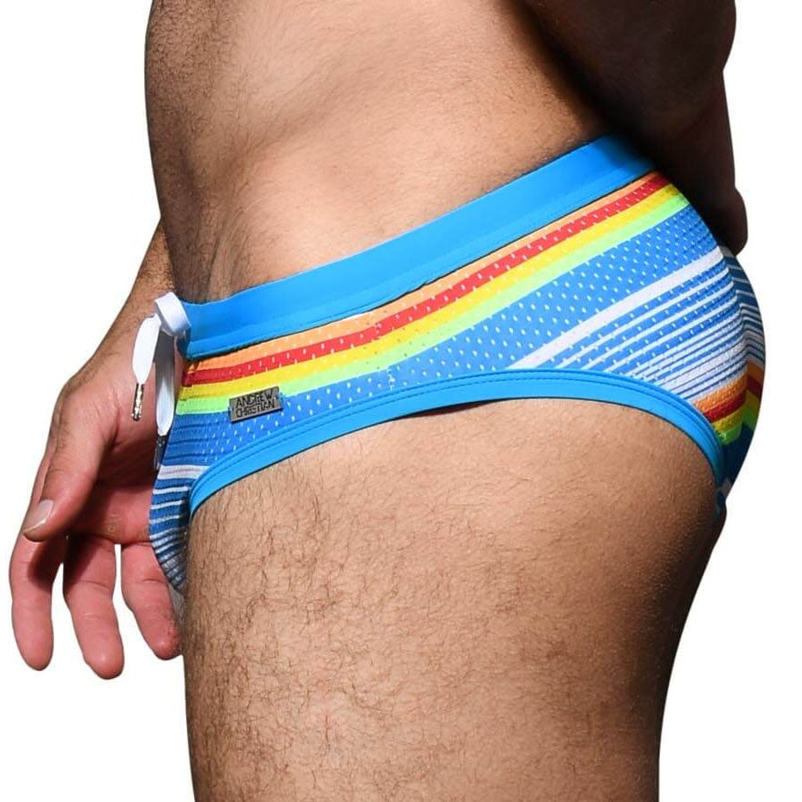 mehrfarbiger Badeslip aus der Swimwear Kollektion von Andrew Christian, Seitenansicht